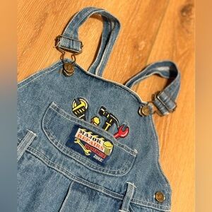 Vintage Denim Overalls with Tool Embroidery
